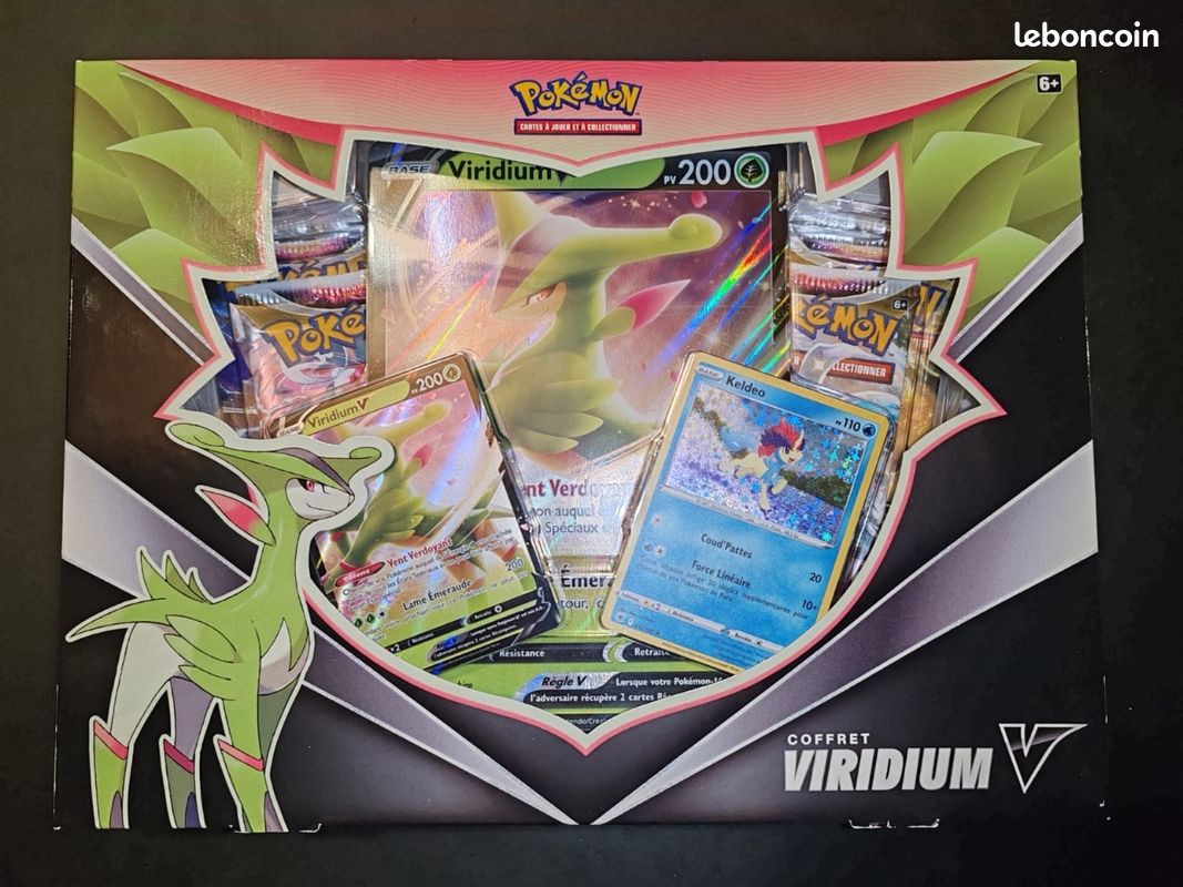 Coffret Pokémon Viridium-V – Carte Promo Brillante, 4 Boosters, Grand Format, Dès 6 Ans
