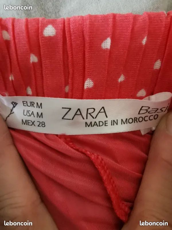 Jupe Plissée Zara Femme - Taille M, Couleur Pêche, Longueur 42 Cm, Coton/élasthanne, Neuve Sans étiquette