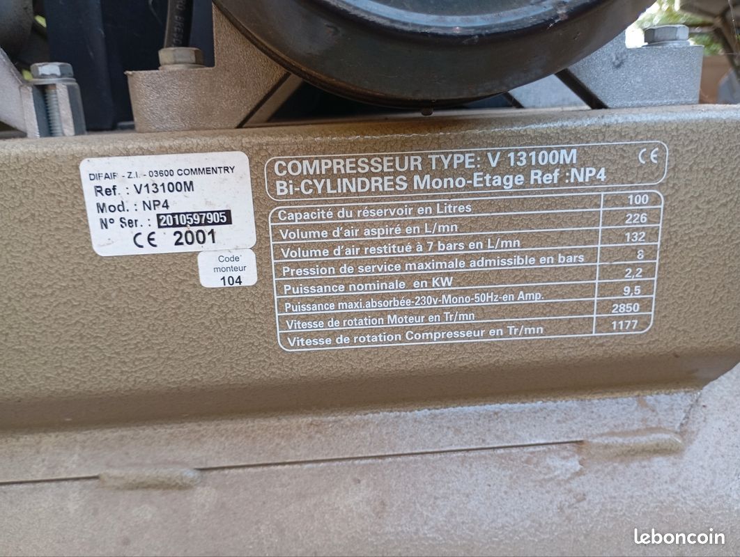 Compresseur Difair 100lt (image 2)