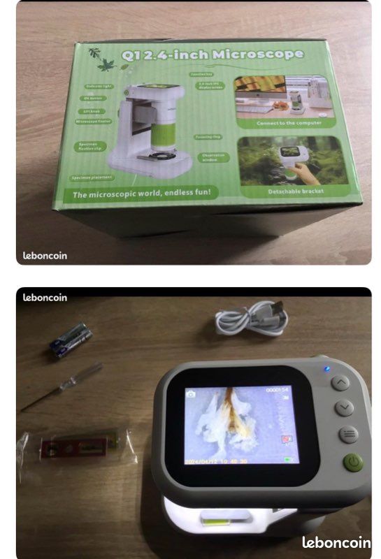 Microscope Portatif pour Enfants avec écran IPS HD de 2,4 Pouces