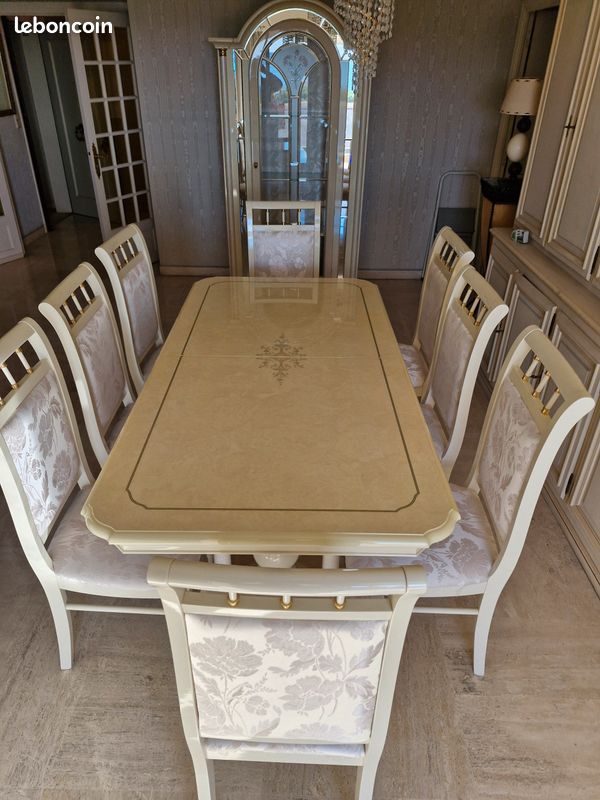 Table de salle à manger en laqué ivoir (image 3)