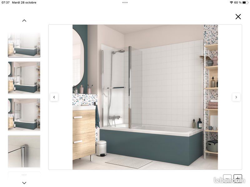 Pare-baignoire pivotant relevable transparent (image 2)