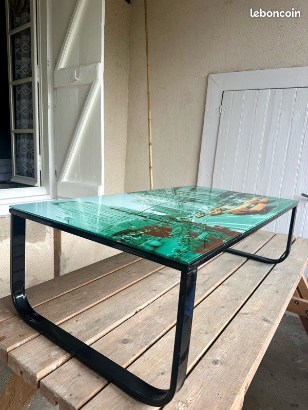 Table basse design verre trempé - motif New York (image 3)
