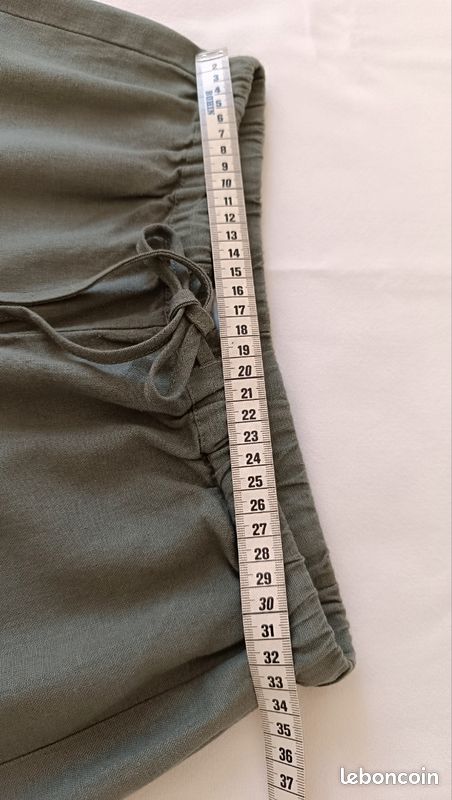 Pantalon coton lin kaki taille 34 (image 6)