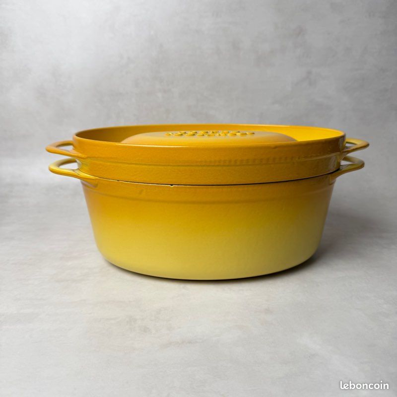 Cocotte en fonte 30 cm DOUFEU Cousances années 50, marmite française Le Creuset vintage, modèle 12 made in France - France