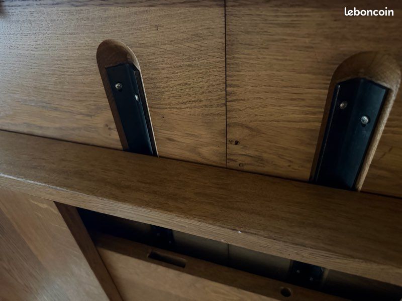 Table bois extensible avec rallonge intégrée – style chêne – très bon état (image 6)
