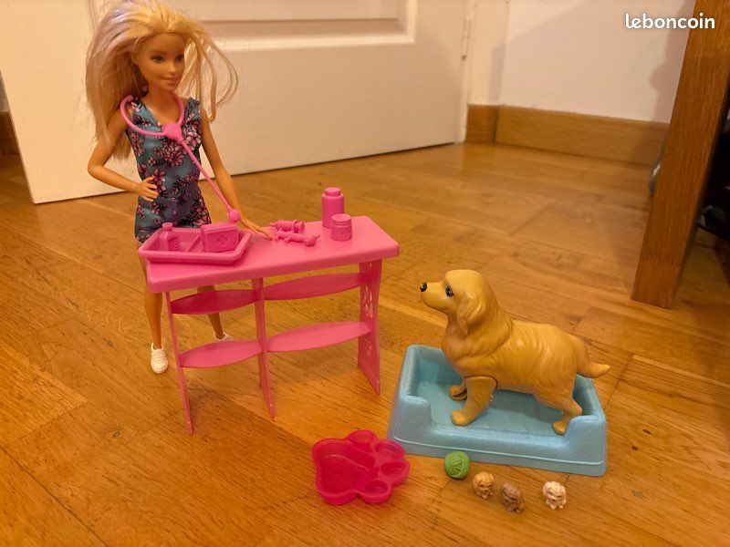 Barbie vétérinaire et Barbie naissance des chiots maman chien et