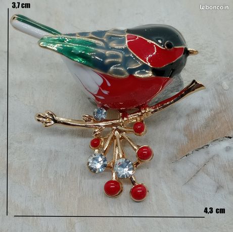 Broche Bijou Oiseau Rouge-gorge Métal Doré - Neuf Avec étiquettes (Bijoux Des Lys)