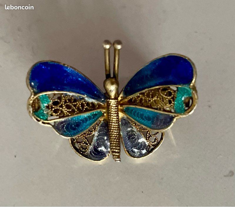 Jolie Broche Ancienne En émaux Cloisonnés - Fantaisie Vintage - Pièce Unique