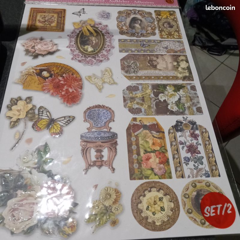 Glitter embossed stickers scrapbooking (image 1)