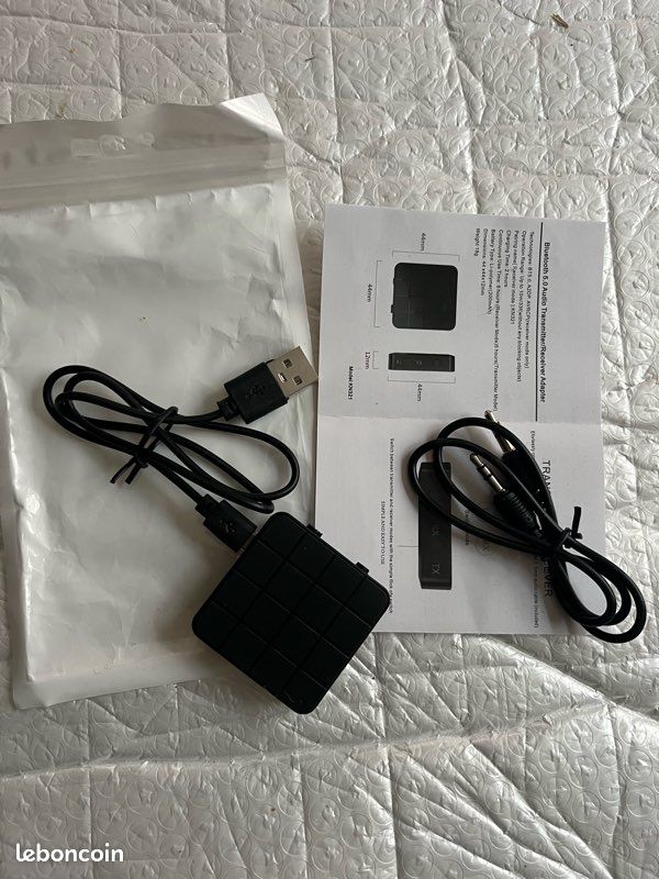 Recepteur Bluetooth Voiture, RéCepteur Bluetooth USB et Jack Audio Adaptateur, Aux Récepteur Bluetooth Appels Mains Libres pour Stéréo Voiture/Stéréo Domestique/Haut-Parleur (image 1)