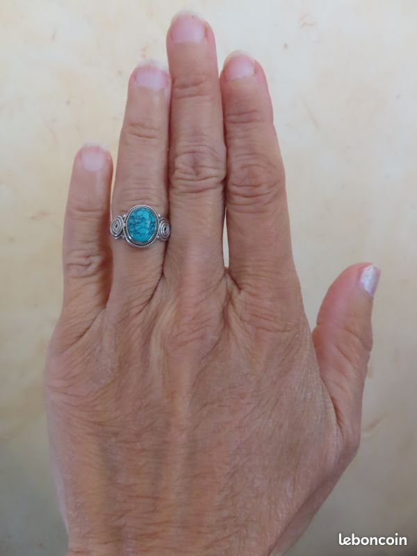 Bague - Taille 54/7 - Turquoise - Argent - 925/1000 - NEUF