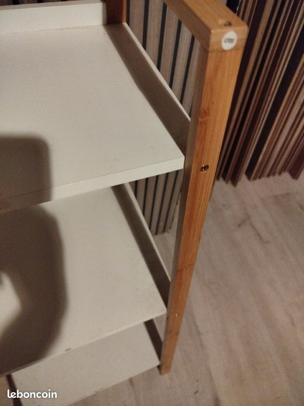 Petit meuble3tablettes bois et blanc (image 5)