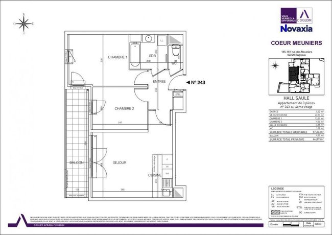 Appartement a louer bagneux - 3 pièce(s) - 57 m2 - Surfyn
