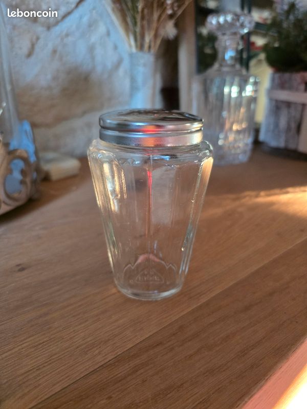 Saupoudreuse En Verre Vintage, Style Sucrier, Bon état