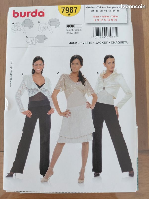 Patron veste boléro Burda (image 1)