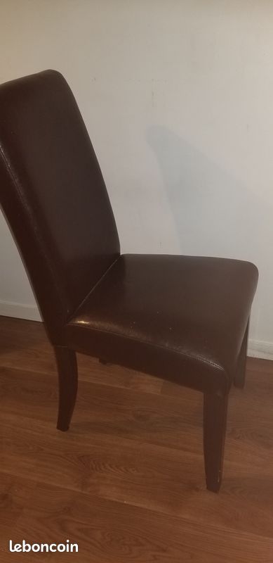 Lot de 2 CHAISES bois similicuir marron (image 2)