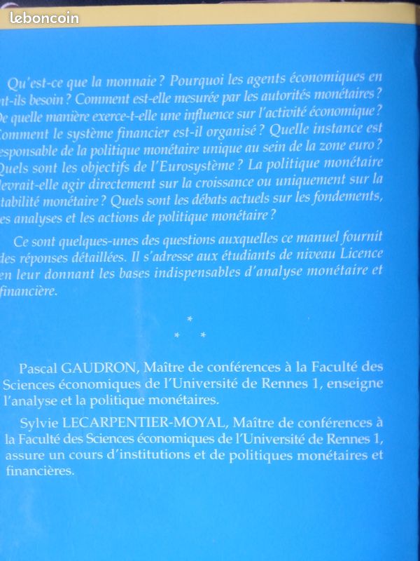 Livre Economie Monétaire et Financière (image 3)