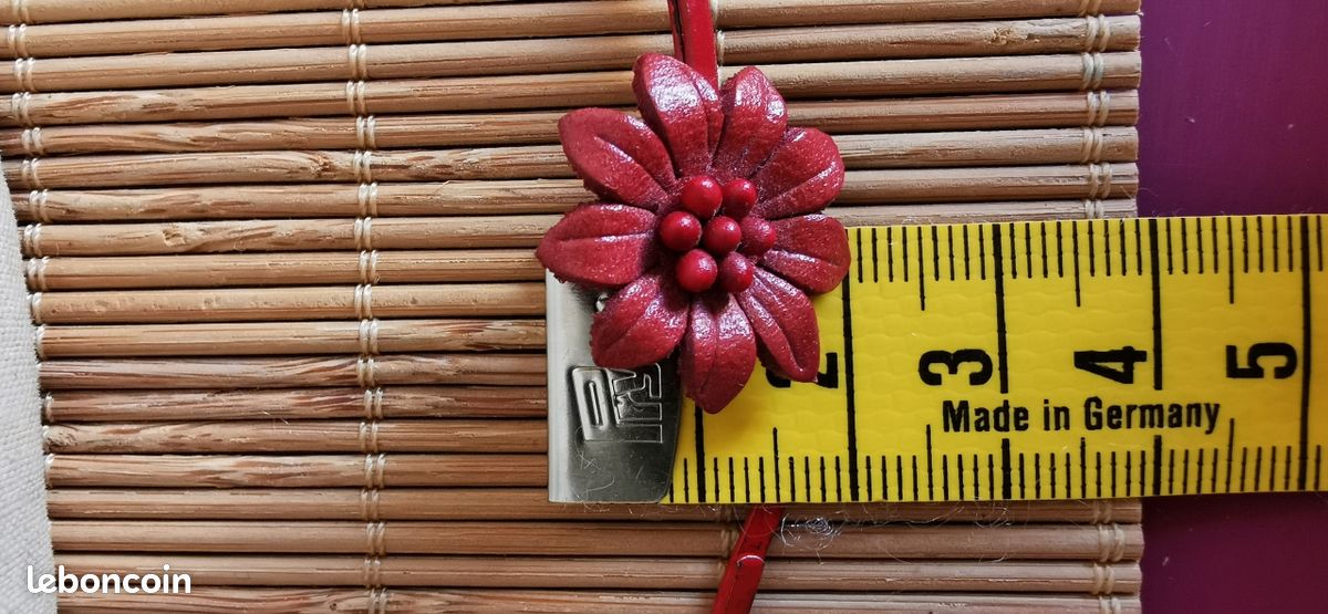 Barrettes, fleurs en cuir (image 6)