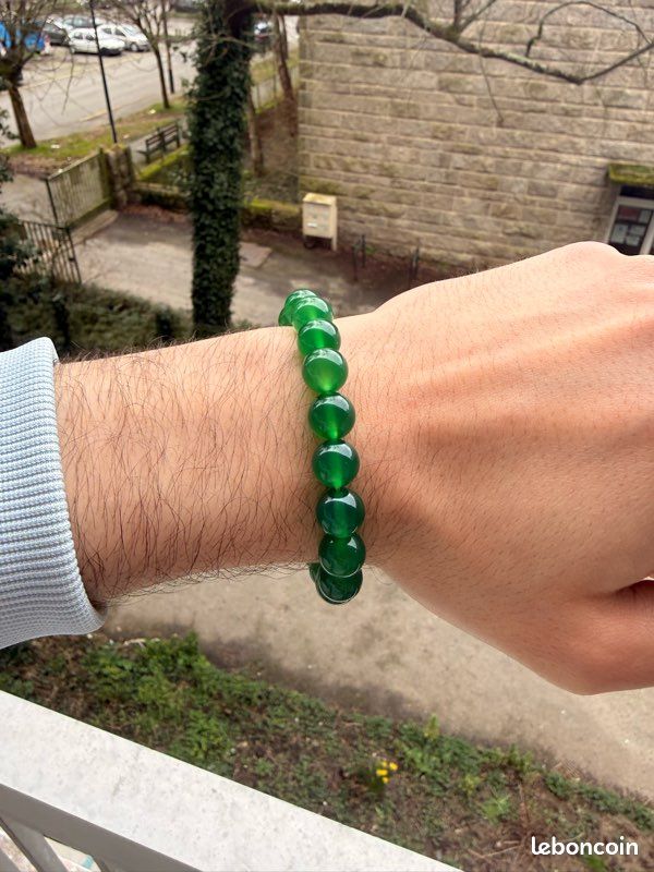 Bracelet en agate verte (image 1)