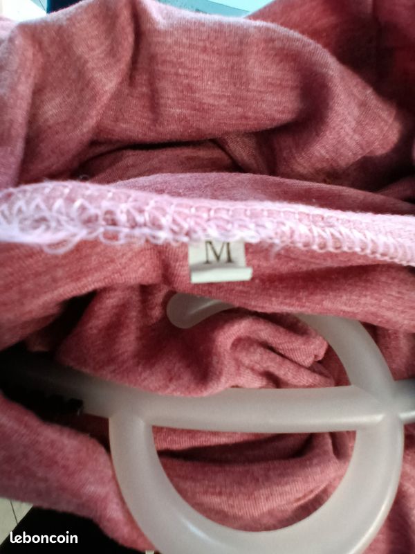 Pull fin manches longues rose chiné col boule (image 5)