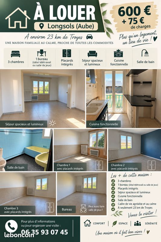 Maison 5 pièces 114 m² · à Longsols · 114 m² · 675 €/mois