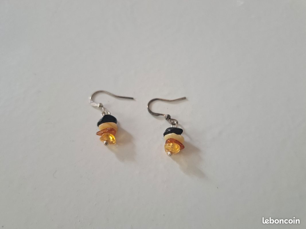 Vends boucle d oreilles ambre et pierres (image 2)