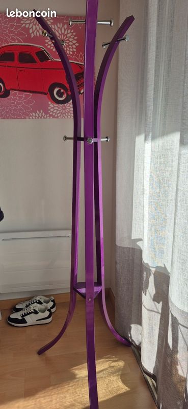 Alba Porte-manteau PMFEST P, 5 Patères, Porte-parapluie, Base Lestée, Violet, Hauteur 187 Cm