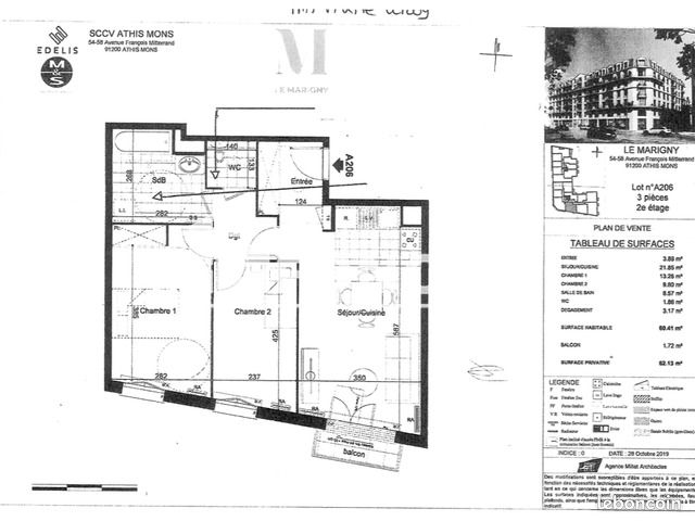 Appartement 3 pièce(s) 60 m²à louer Athis-mons