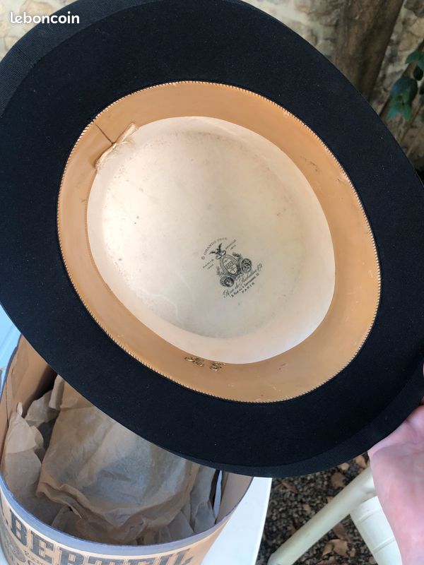 Chapeau Haut De Forme Soie Noire Hope Bros London - Taille 7 1/4 - Très Bon état Occasion