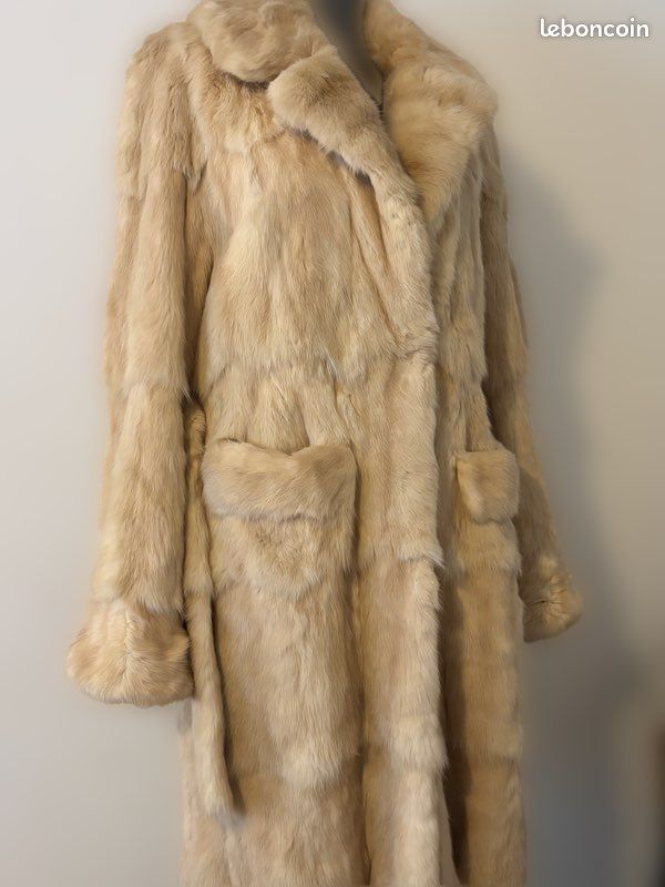 Manteau En Fourrure De Vison - Taille 44 - Marron - Vintage En Très Bon état - Occasion