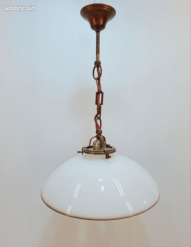 Suspension/plafonnier vintage opaline blanc (image 2)