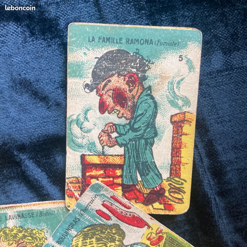 Ancien jeu de carte des 7 familles, caricatures des métiers