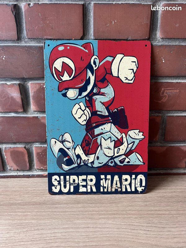 Plaque metal Super Mario bros 3 neuve - Décoration