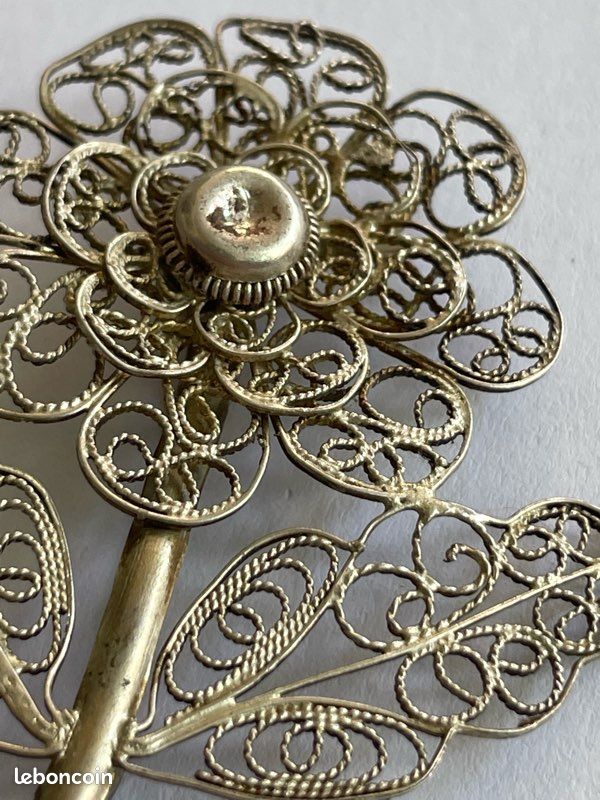 Pette broche en argent massf ancenne, flgrane d’argent Sterlng Vntage et pette boules