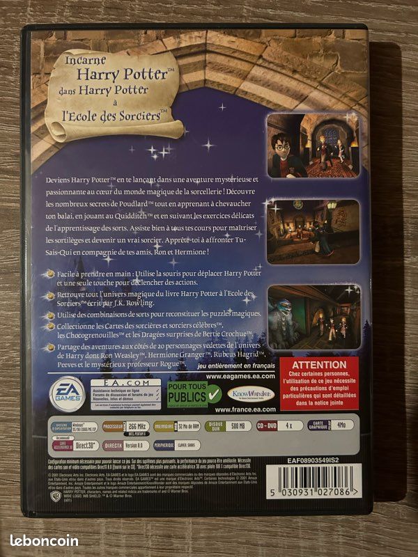 Jeu PC Harry Potter à L'école Des Sorciers - Version Française Complète - Très Bon état