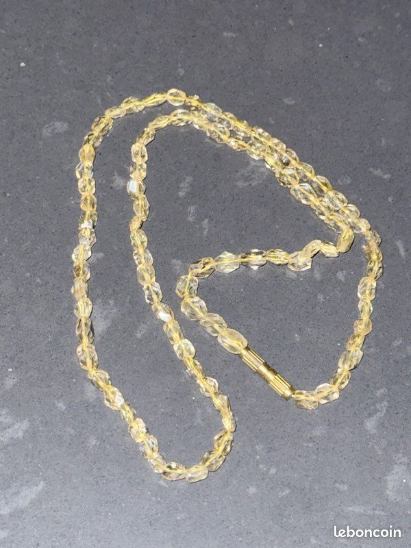 Collier de véritables pierres de citrine jaune facettées de 50 cm fermoir doré (image 1)