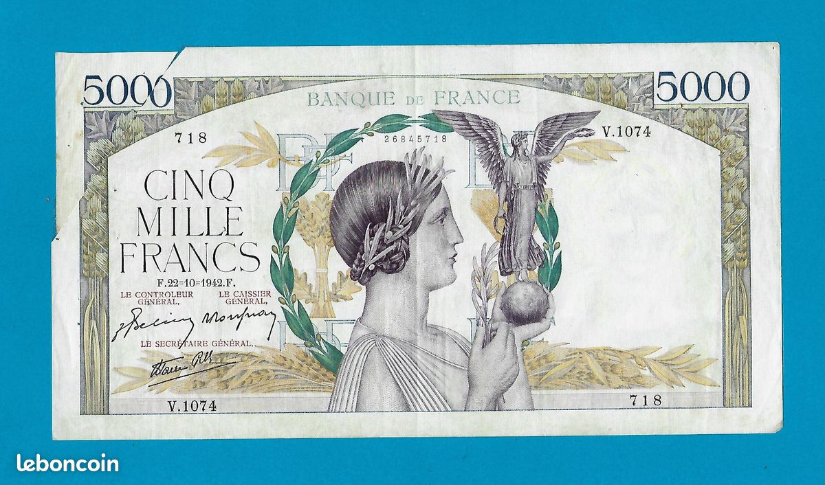 Médaille - 5000 Francs Victoire 1944 - Histoire de la monnaie Française - 70mm - Monnaies Médailles 17