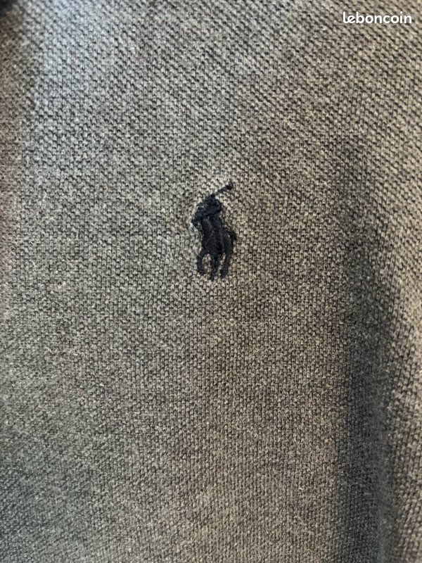 Polo Ralph Lauren gris unis taille XL en très bon état (image 4)