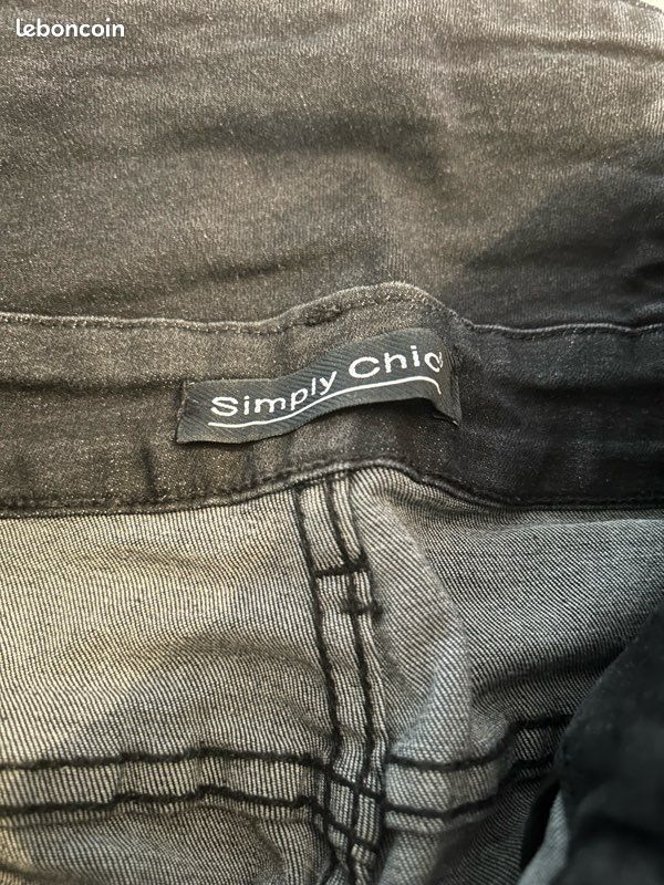 Jeans noir délavé femme t.42 (image 4)