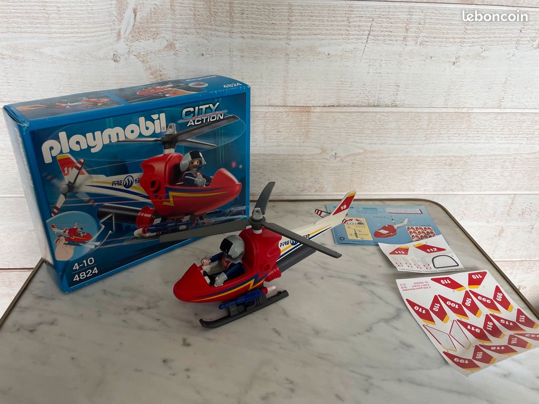 Petit hélicoptère pompier playmobil 4824 (JBR) (image 1)