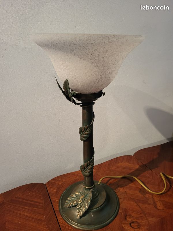 Lampe laiton et verre 40 cm de haut diamètre 19 cm 30 (image 2)