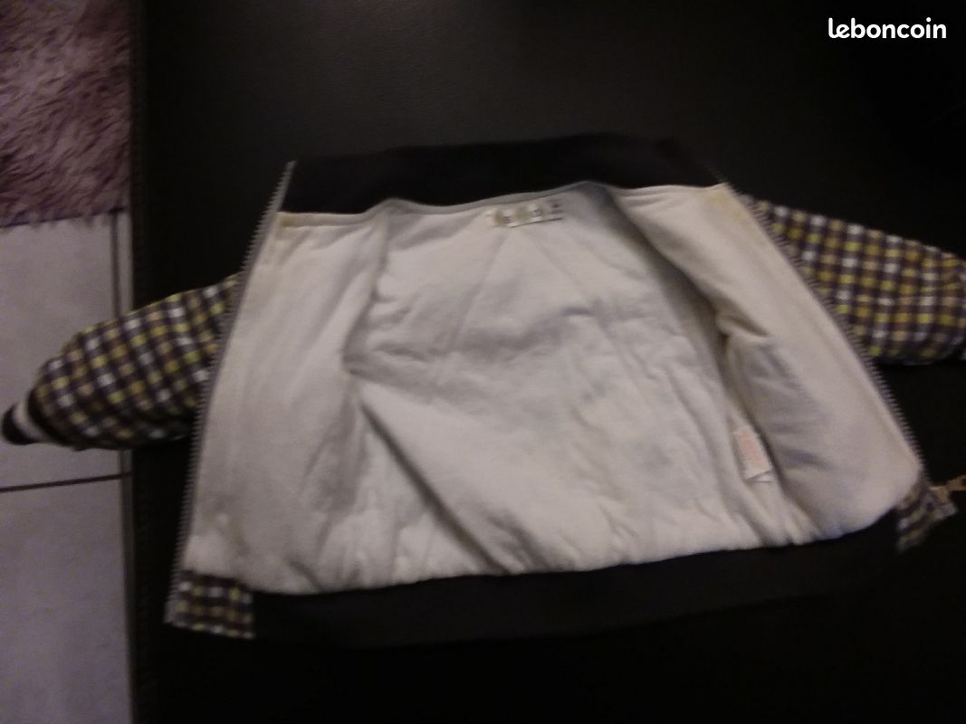 Veste bomber blouson printemps 6 Mois noir blanc jaune (image 3)