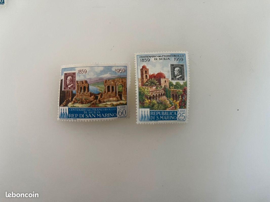 Timbres anniversaires - Sicile - 1859/1959 Republica di San Marino (image 4)