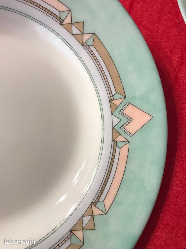 Lot De 6 Petites Assiettes Plates Vintage – Arcopal France – Motif Esso – 20 Cm