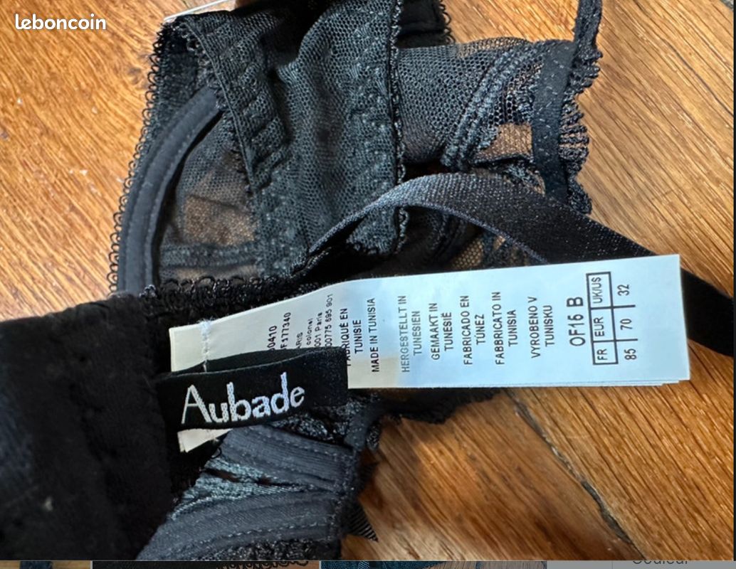 Soutien-gorge Et Shorty Aubade Noir Dentelle - Bonnet D, Tour De Torse 85 - Neuf Avec étiquettes