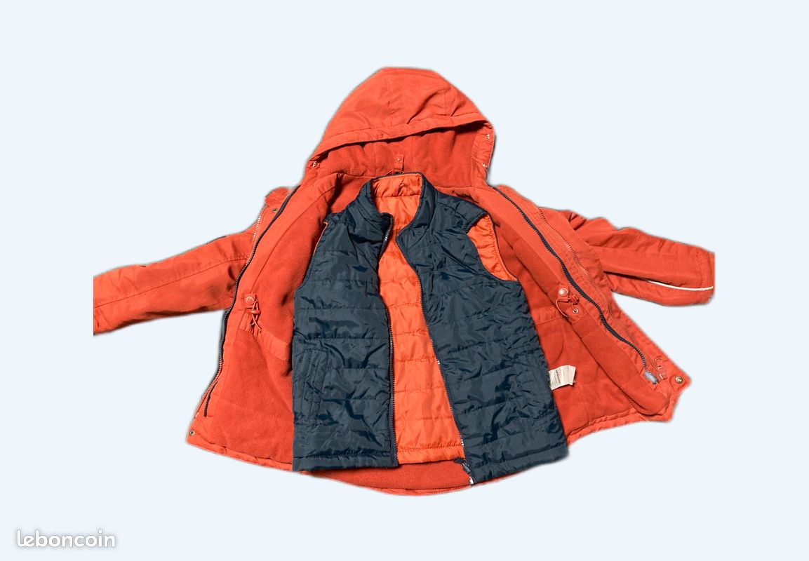 Veste hiver enfant rouge corail (image 1)