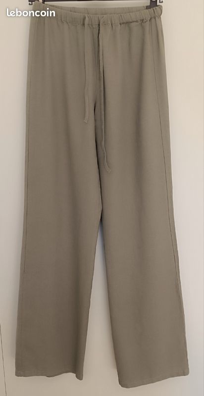 Pantalon coton lin kaki taille 34 (image 11)