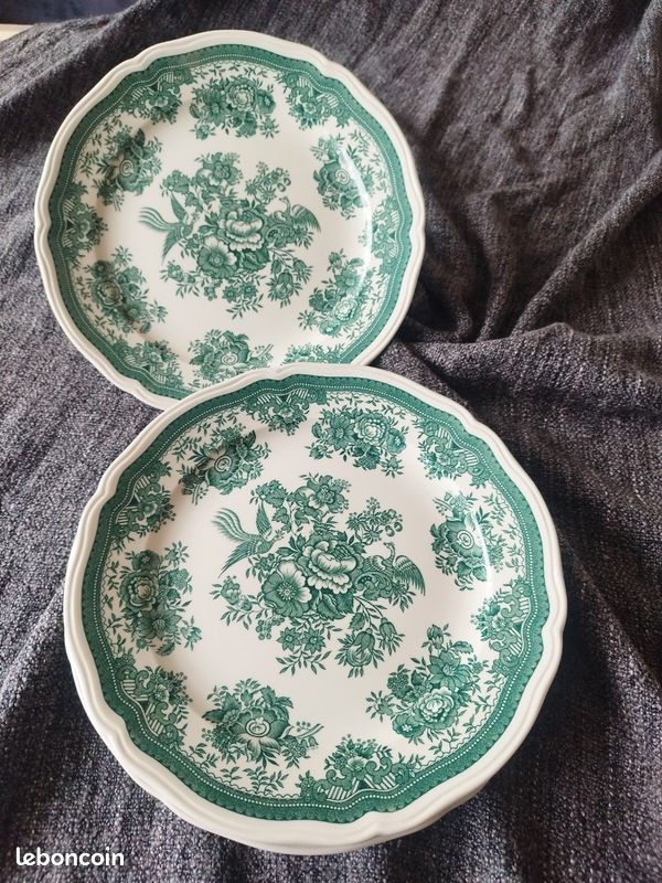 Grand Plat De Service Villeroy & Boch Fasan Vert, Motif Floral, Vintage Allemagne