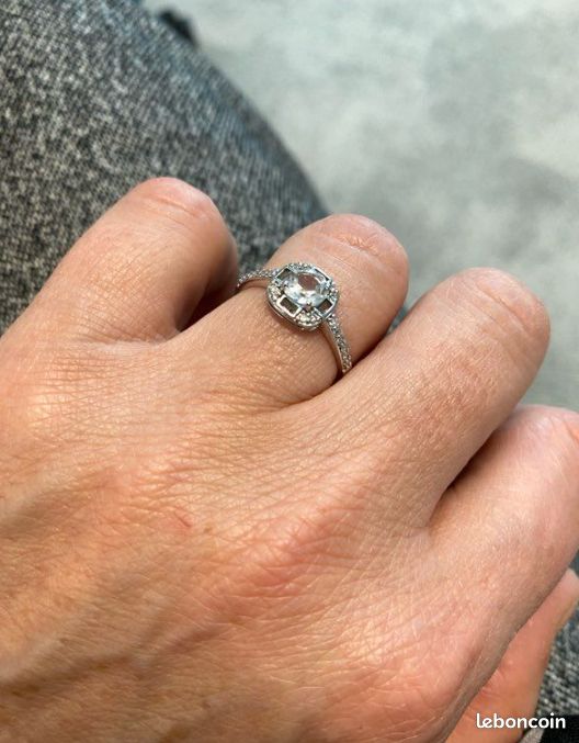 Bague Argent 925 Topaze Blanche Et Iolite - Pièce Imposante, Neuf Sans Emballage